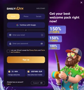 DailyLuck Casino registration